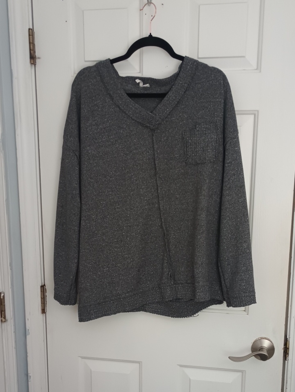 Cato Gray V-Neck Pullover Sweatshirt